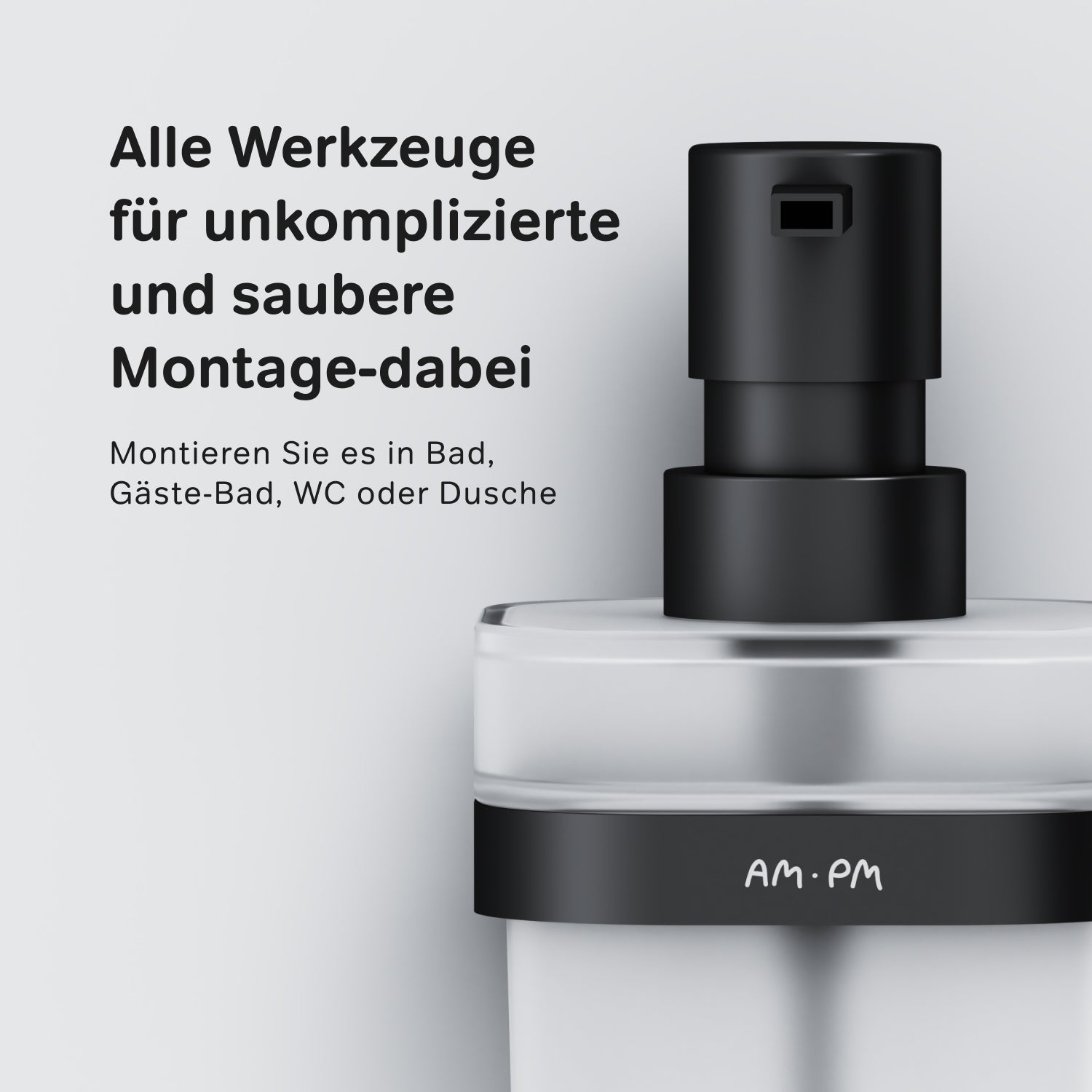 A8F36922 Seifenspender Func Flüssigseifenspender aus Glas mit Wandhalterung, Schwarz ampm-store.de