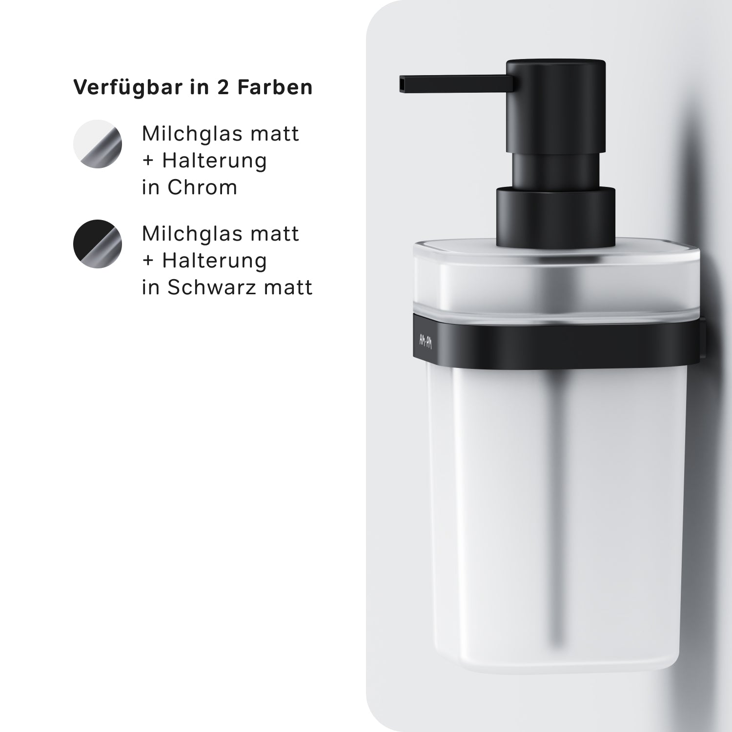 A8F36922 Seifenspender Func Flüssigseifenspender aus Glas mit Wandhalterung, Schwarz ampm-store.de
