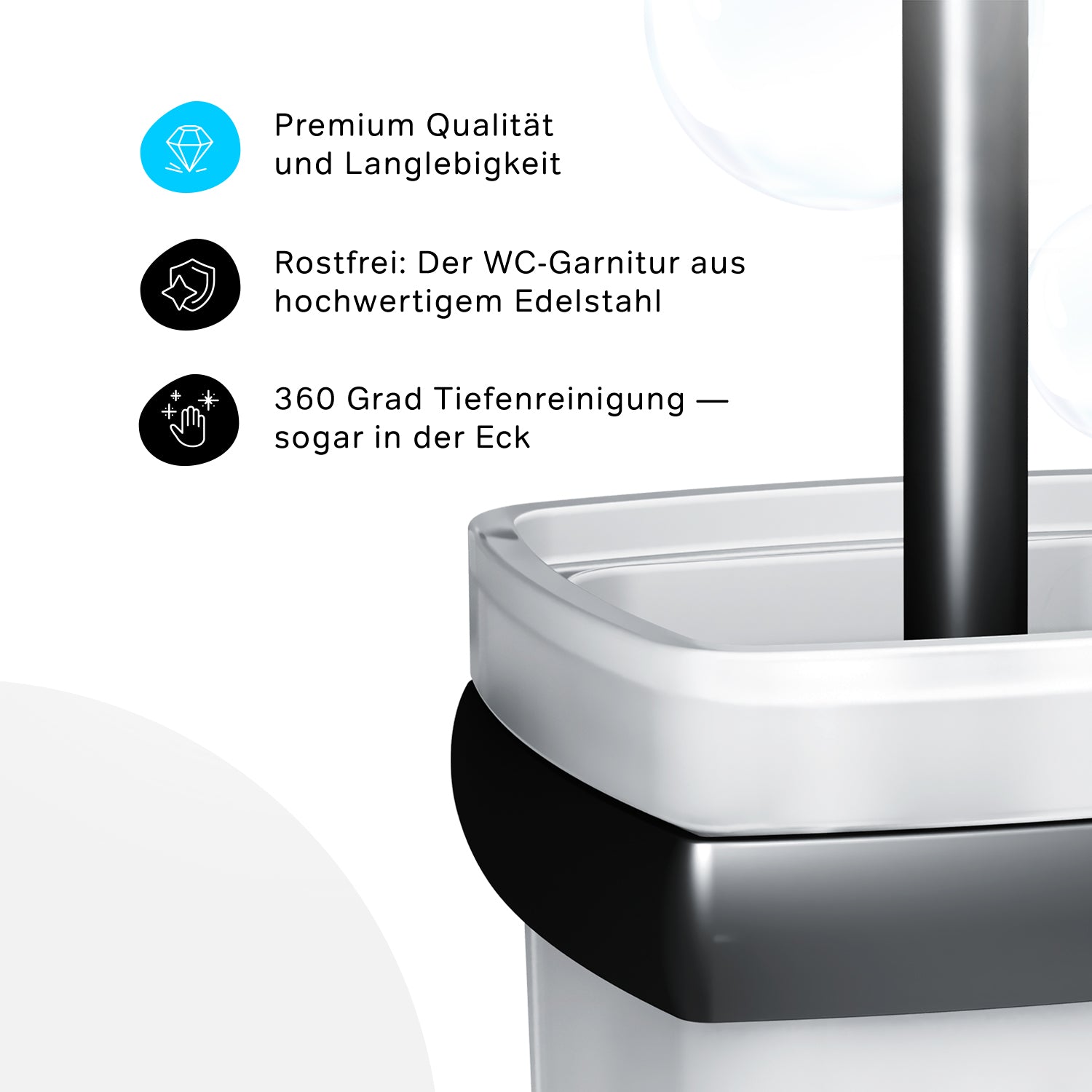 AGA33422 Toilettenbürste Gem WC-Bürstenhalter, universell, Schwarz ampm-store.de