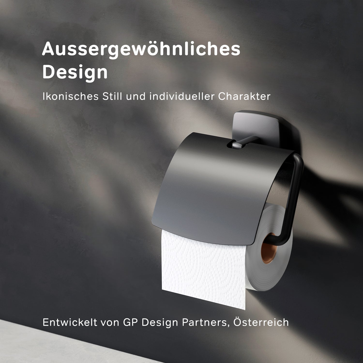 AGA341422 Toilettenpapierhalter Gem Klorollenhalter mit Deckel, Schwarz ampm-store.de