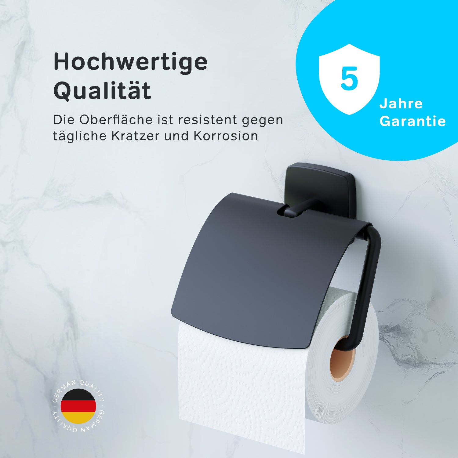 AGA341422 Toilettenpapierhalter Gem Klorollenhalter mit Deckel, Schwarz ampm-store.de