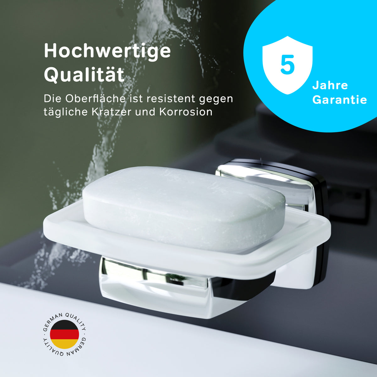 AGA34200 Seifenschale aus Glas mit Wandhalterung Gem Seifenhalter ampm-store.de