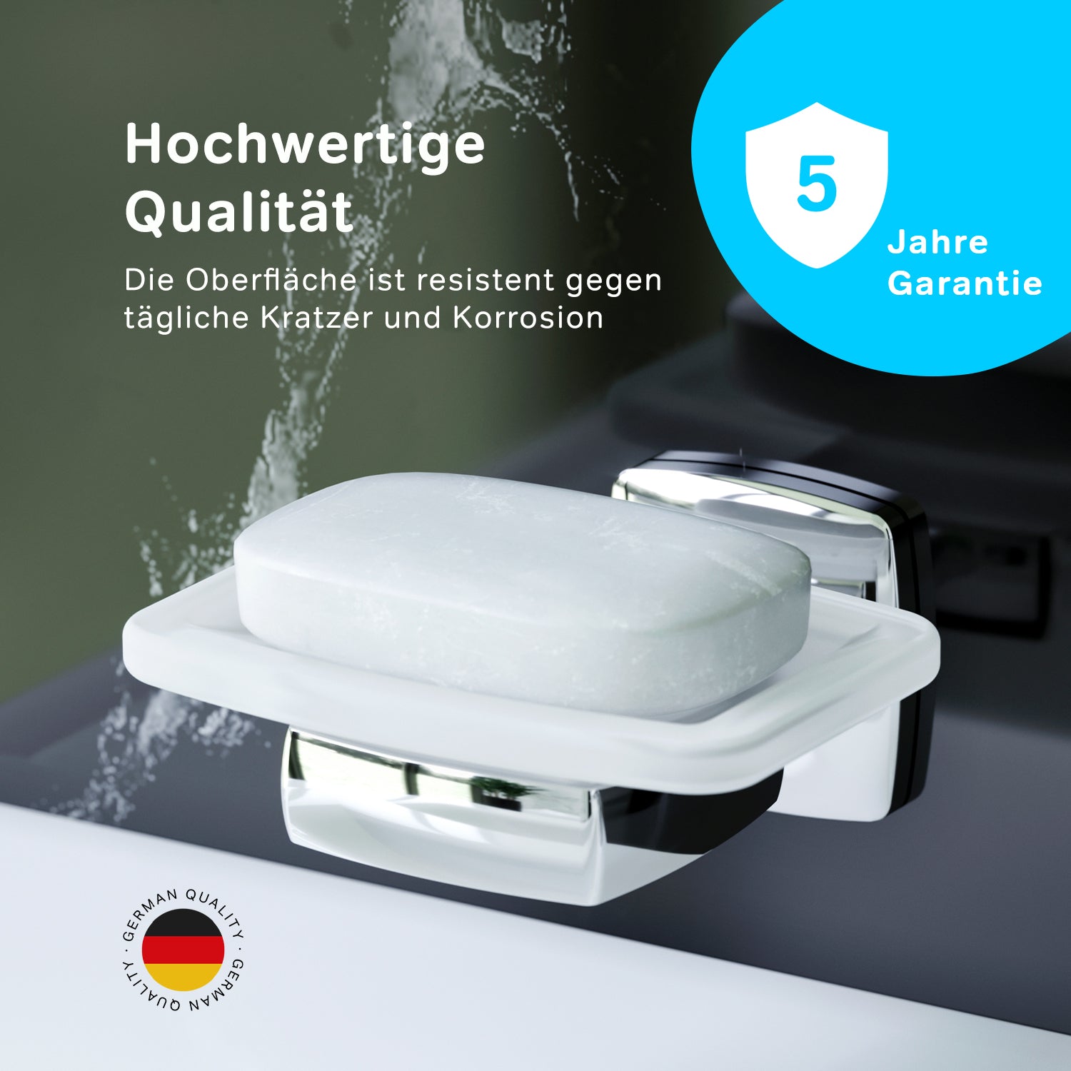 AGA34200 Seifenschale aus Glas mit Wandhalterung Gem Seifenhalter ampm-store.de