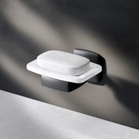 AGA34222 Seifenschale aus Glas mit Wandhalterung Gem Seifenhalter, Schwarz ampm-store.de