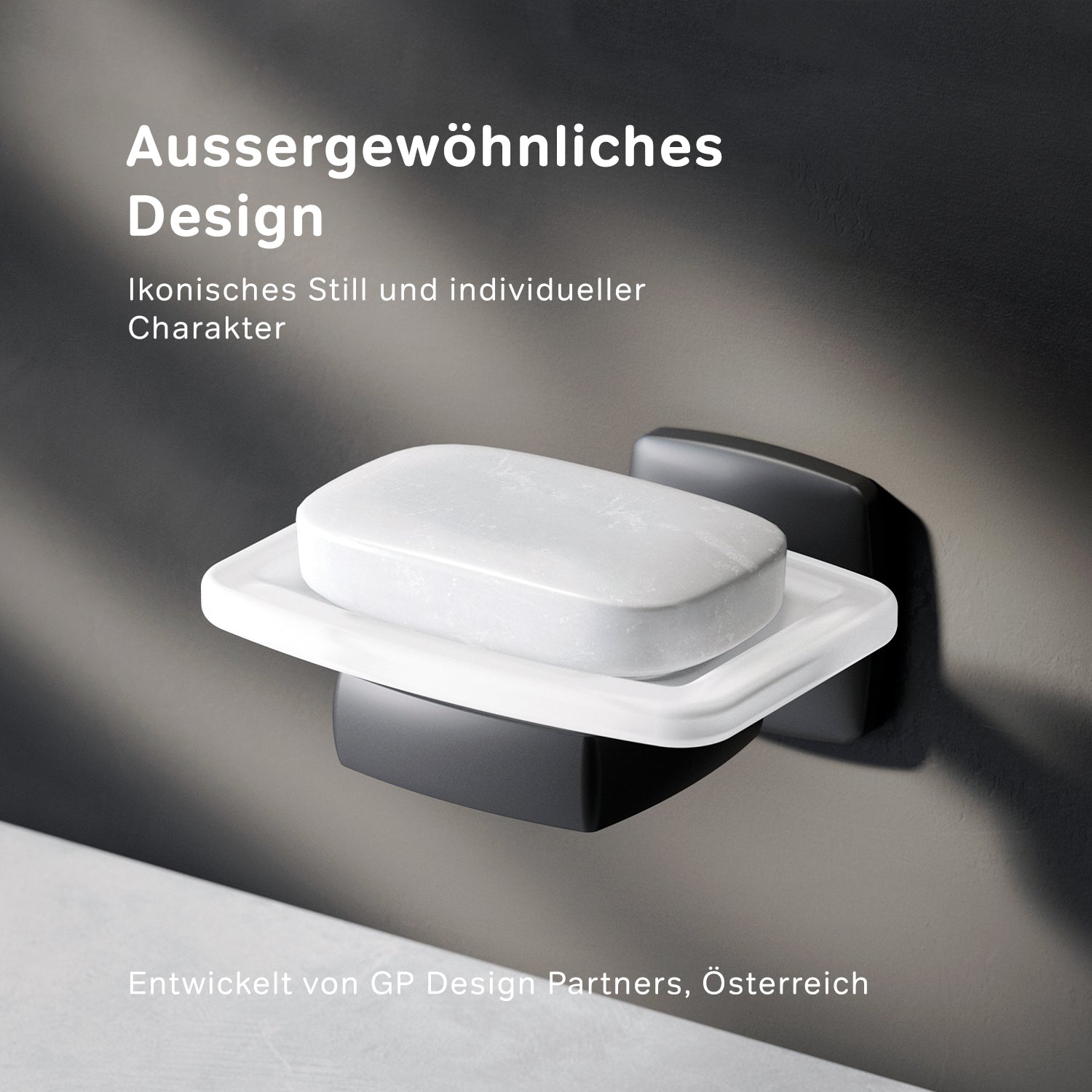 AGA34222 Seifenschale aus Glas mit Wandhalterung Gem Seifenhalter, Schwarz ampm-store.de