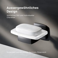 AGA34222 Seifenschale aus Glas mit Wandhalterung Gem Seifenhalter, Schwarz ampm-store.de