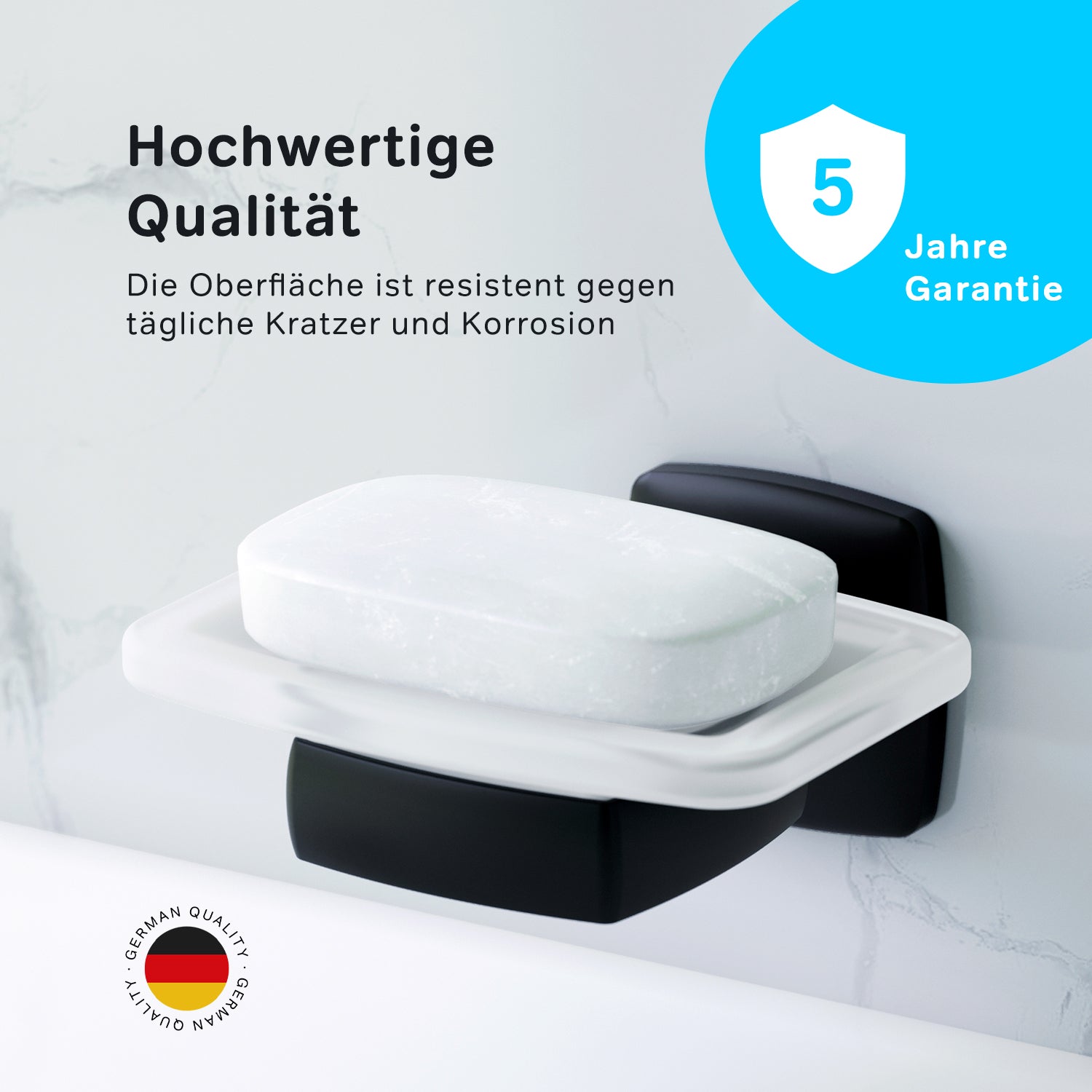 AGA34222 Seifenschale aus Glas mit Wandhalterung Gem Seifenhalter, Schwarz ampm-store.de