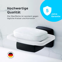 AGA34222 Seifenschale aus Glas mit Wandhalterung Gem Seifenhalter, Schwarz ampm-store.de