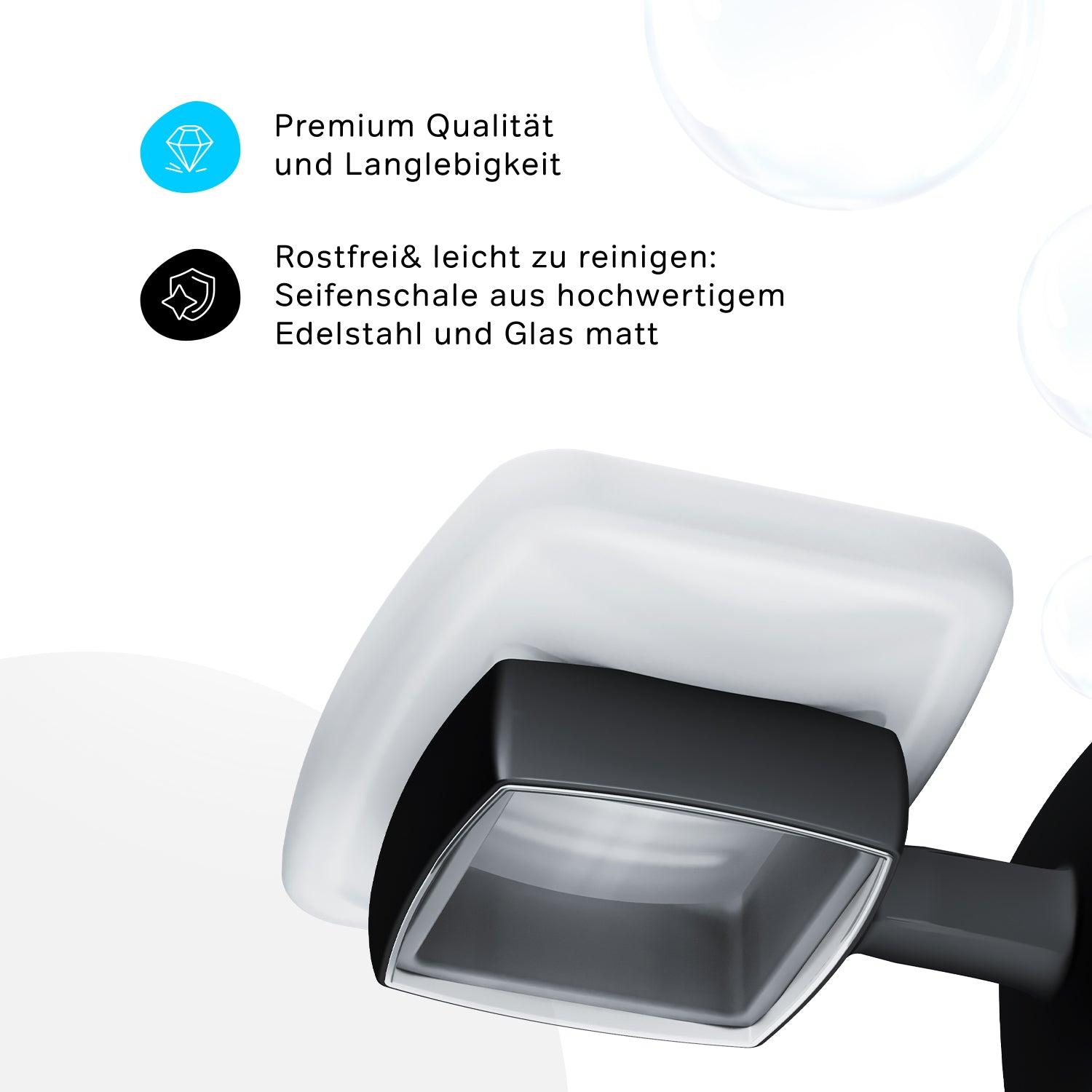 AGA34222 Seifenschale aus Glas mit Wandhalterung Gem Seifenhalter, Schwarz ampm-store.de