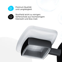 AGA34222 Seifenschale aus Glas mit Wandhalterung Gem Seifenhalter, Schwarz ampm-store.de