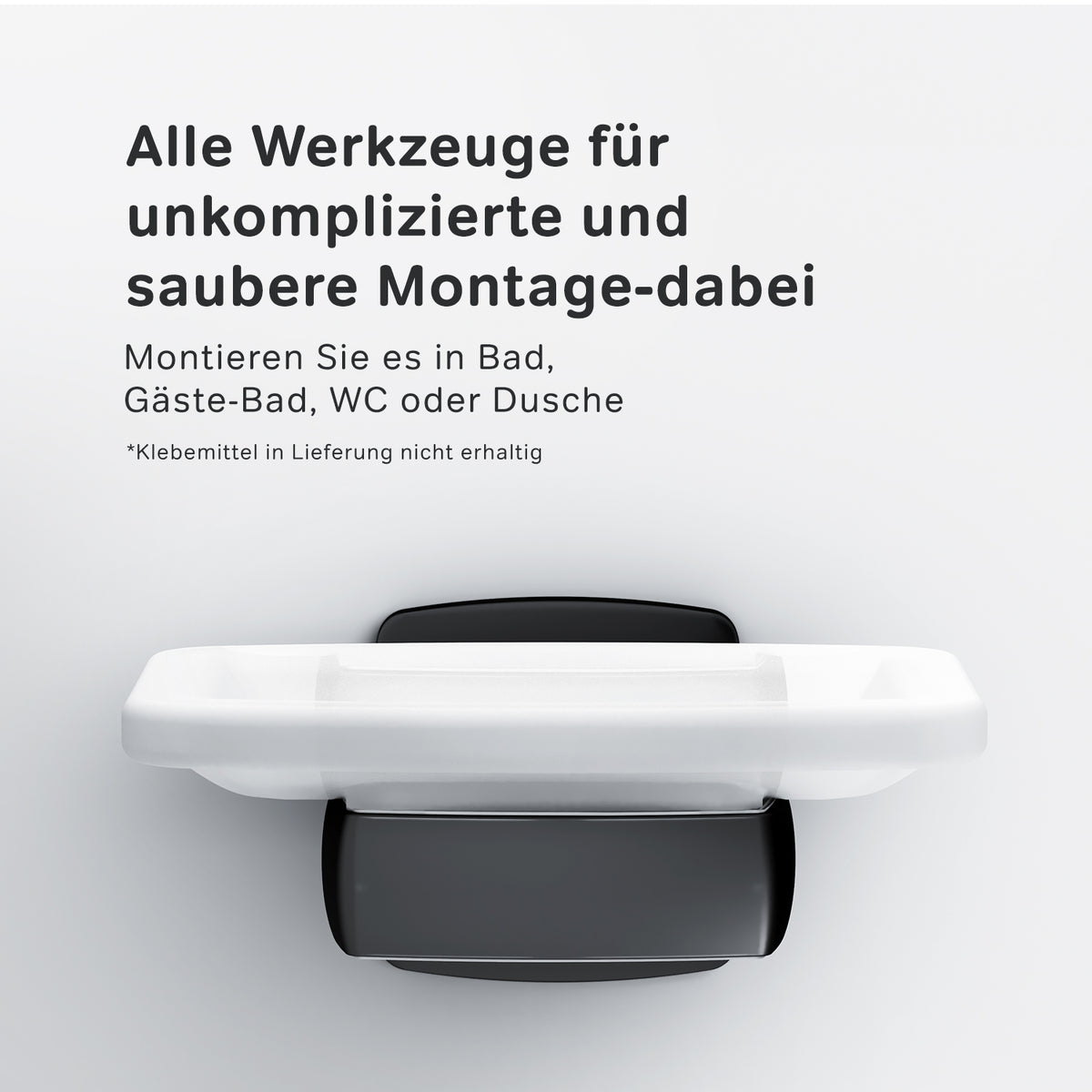 AGA34222 Seifenschale aus Glas mit Wandhalterung Gem Seifenhalter, Schwarz ampm-store.de