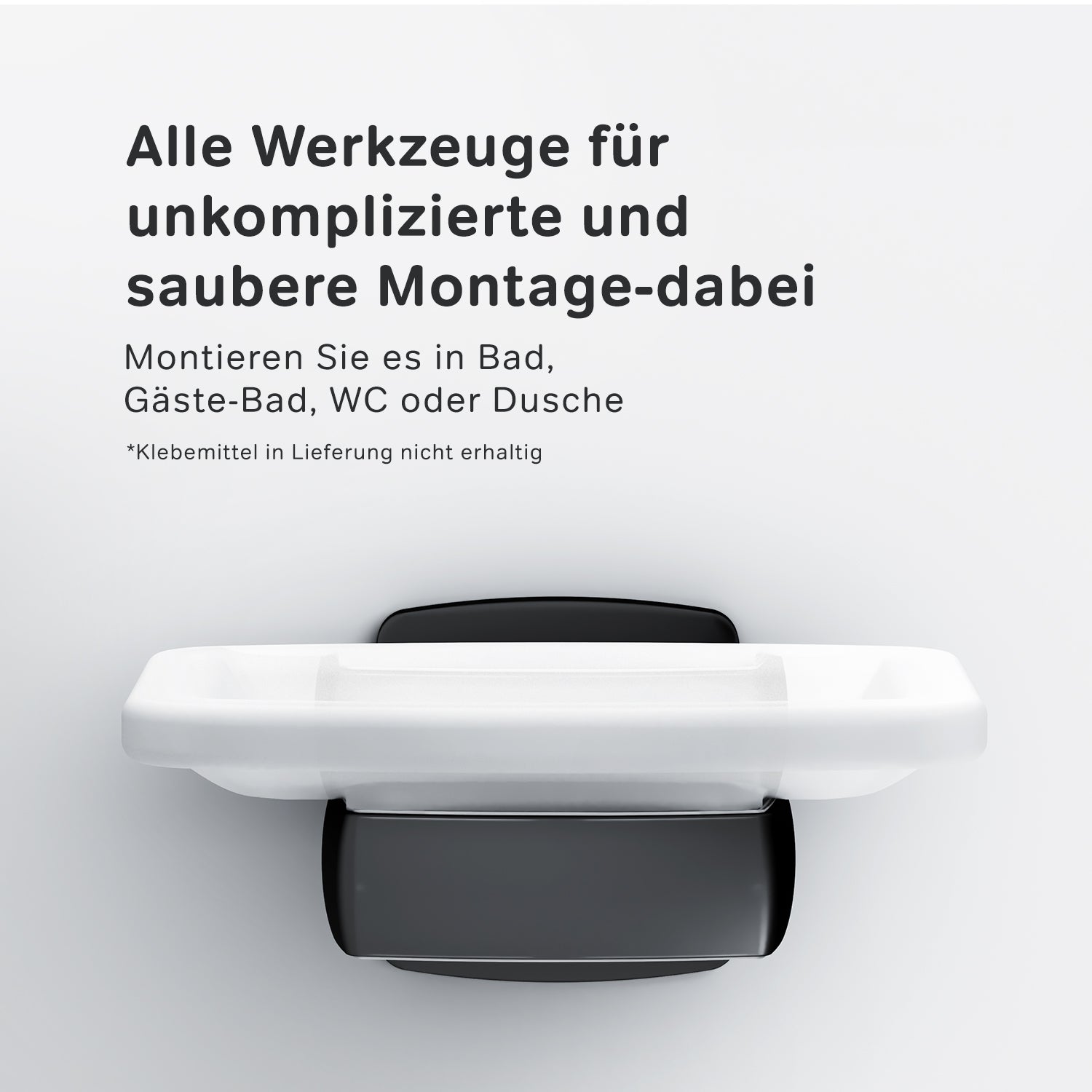 AGA34222 Seifenschale aus Glas mit Wandhalterung Gem Seifenhalter, Schwarz ampm-store.de