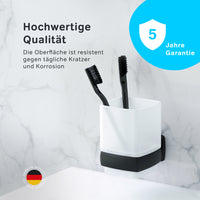AGA34322 Zahnbürstenhalter Gem Zahnputzbecher mit Wandhalterung, Schwarz ampm-store.de