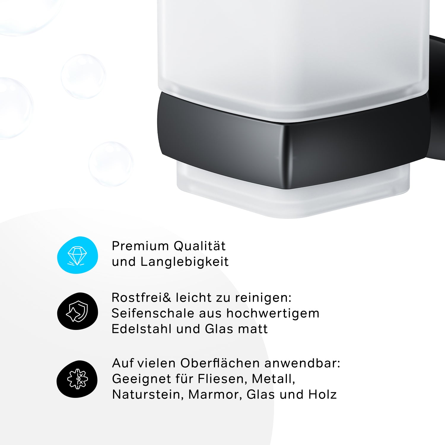 AGA34322 Zahnbürstenhalter Gem Zahnputzbecher mit Wandhalterung, Schwarz ampm-store.de