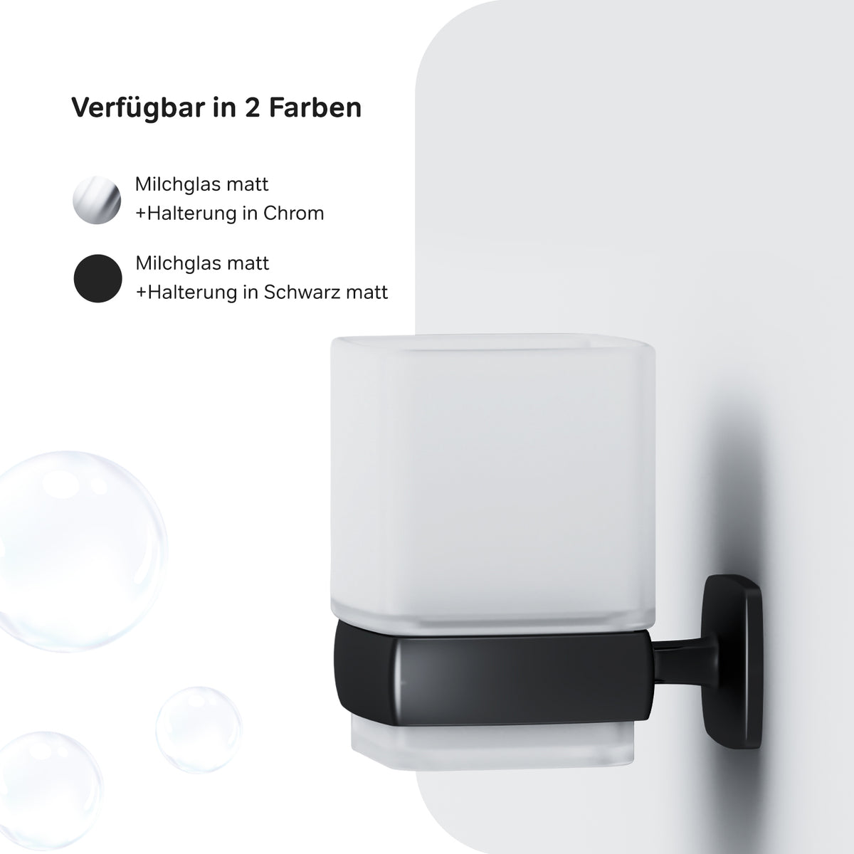 AGA34322 Zahnbürstenhalter Gem Zahnputzbecher mit Wandhalterung, Schwarz ampm-store.de