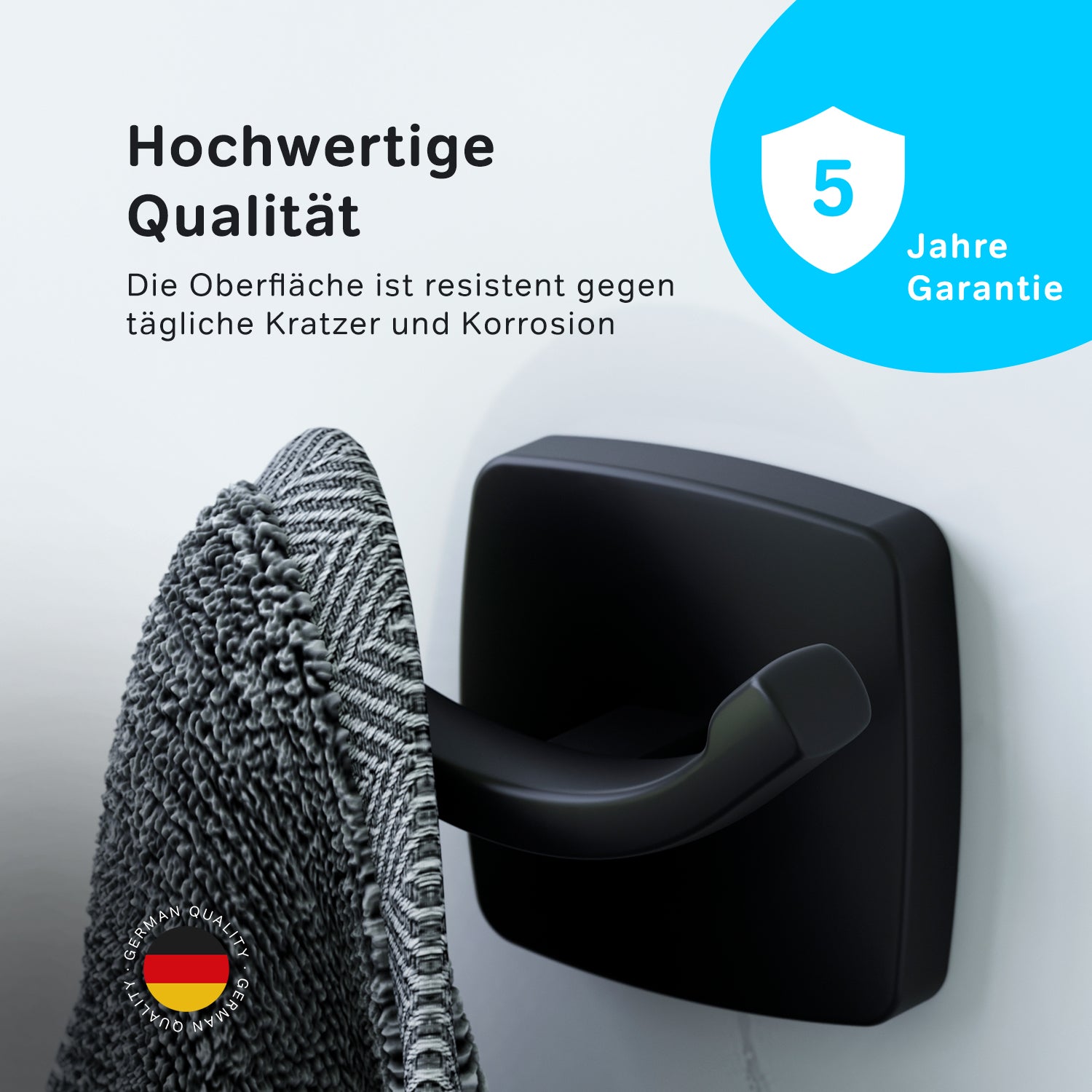 AGA35622 Handtuchhaken Gem Doppelhaken für Handtücher Wandhaken, Schwarz ampm-store.de
