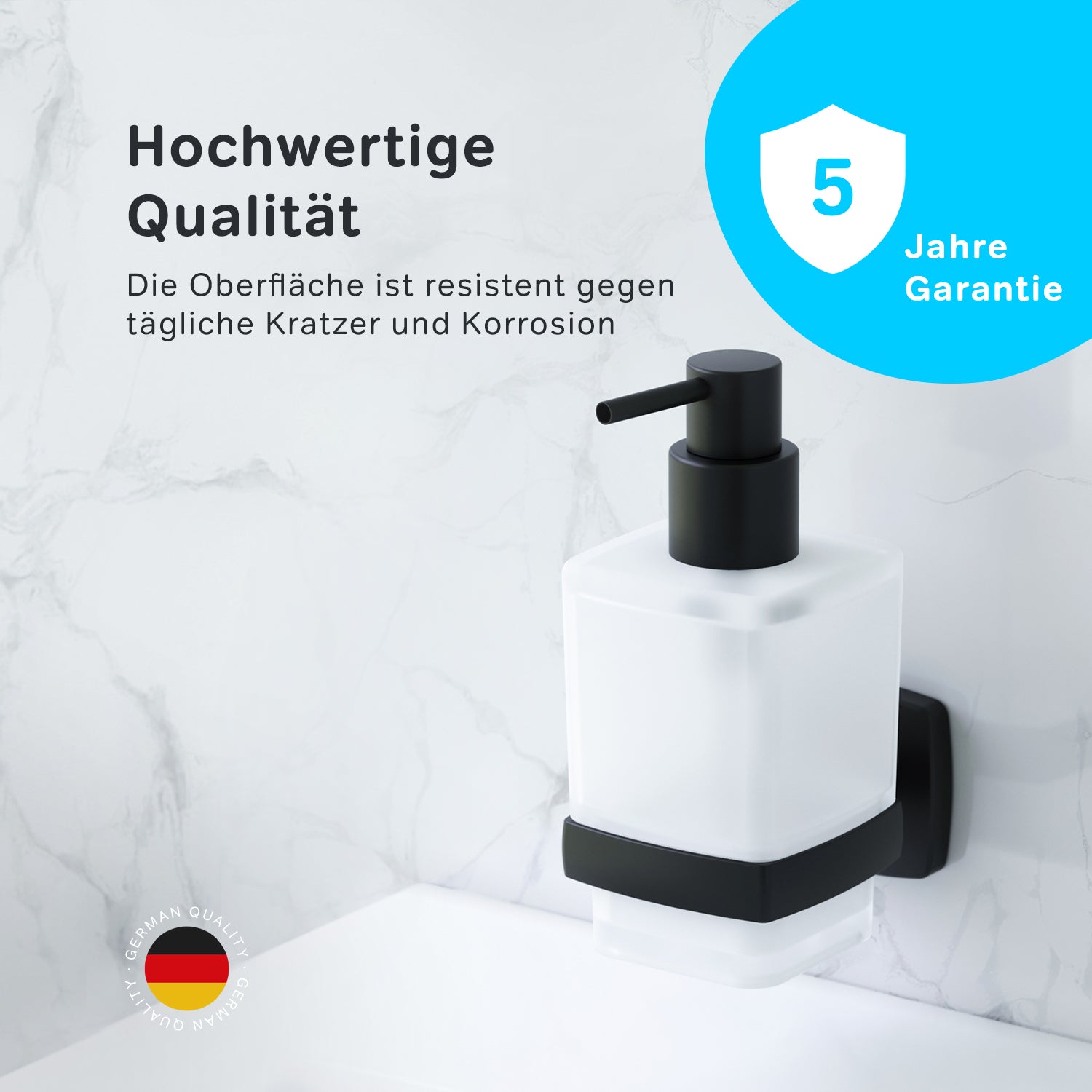 AGA36922 Seifenspender Gem Flüssigseifenspender aus Glas mit Wandhalterung, Schwarz ampm-store.de