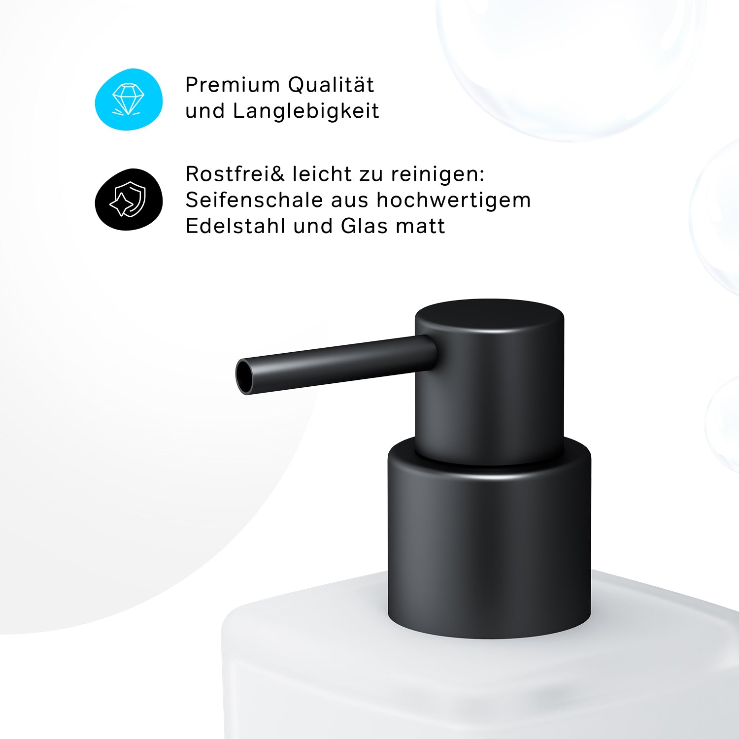 AGA36922 Seifenspender Gem Flüssigseifenspender aus Glas mit Wandhalterung, Schwarz ampm-store.de