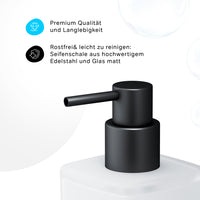 AGA36922 Seifenspender Gem Flüssigseifenspender aus Glas mit Wandhalterung, Schwarz ampm-store.de