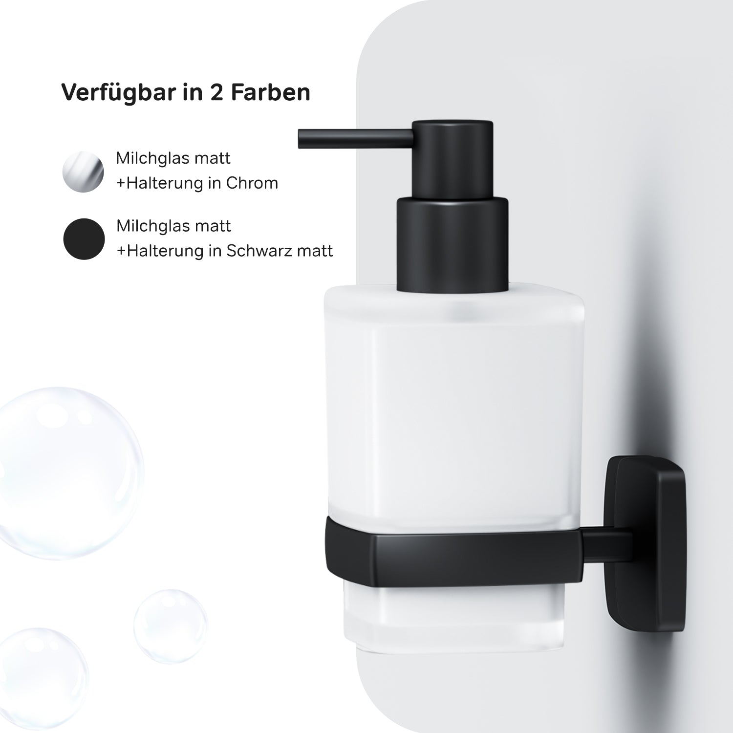AGA36922 Seifenspender Gem Flüssigseifenspender aus Glas mit Wandhalterung, Schwarz ampm-store.de
