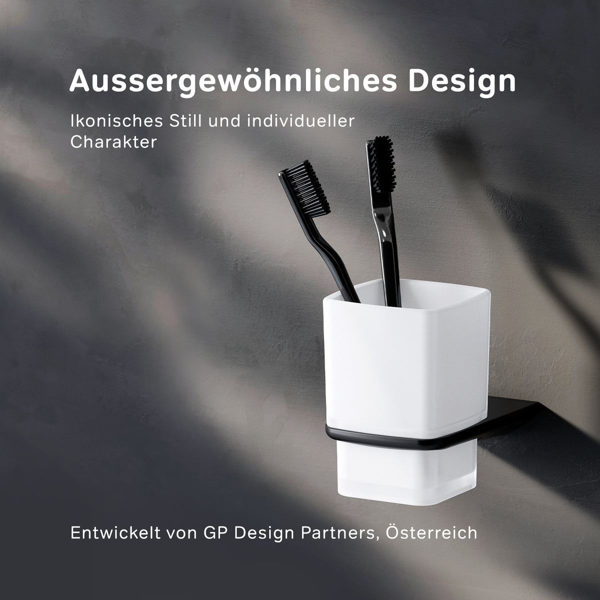 AIB34322 Zahnbürstenhalter Inspire V2.0 Zahnputzbecher mit Wandhalterung, Schwarz ampm-store.de