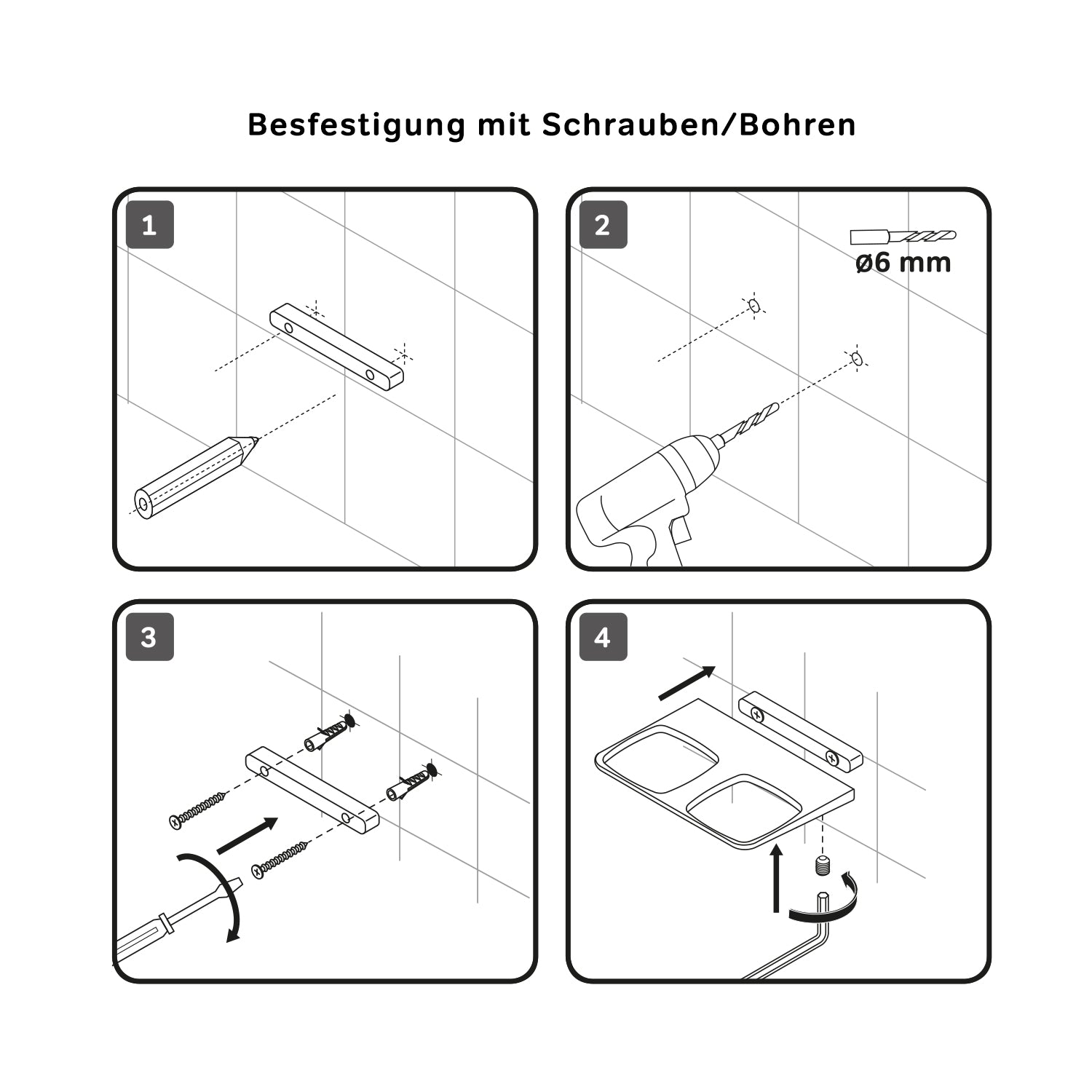 AIB343422 Zahnbürstenhalter Inspire V2.0 Doppelglasbecher mit Wandhalterung, Schwarz