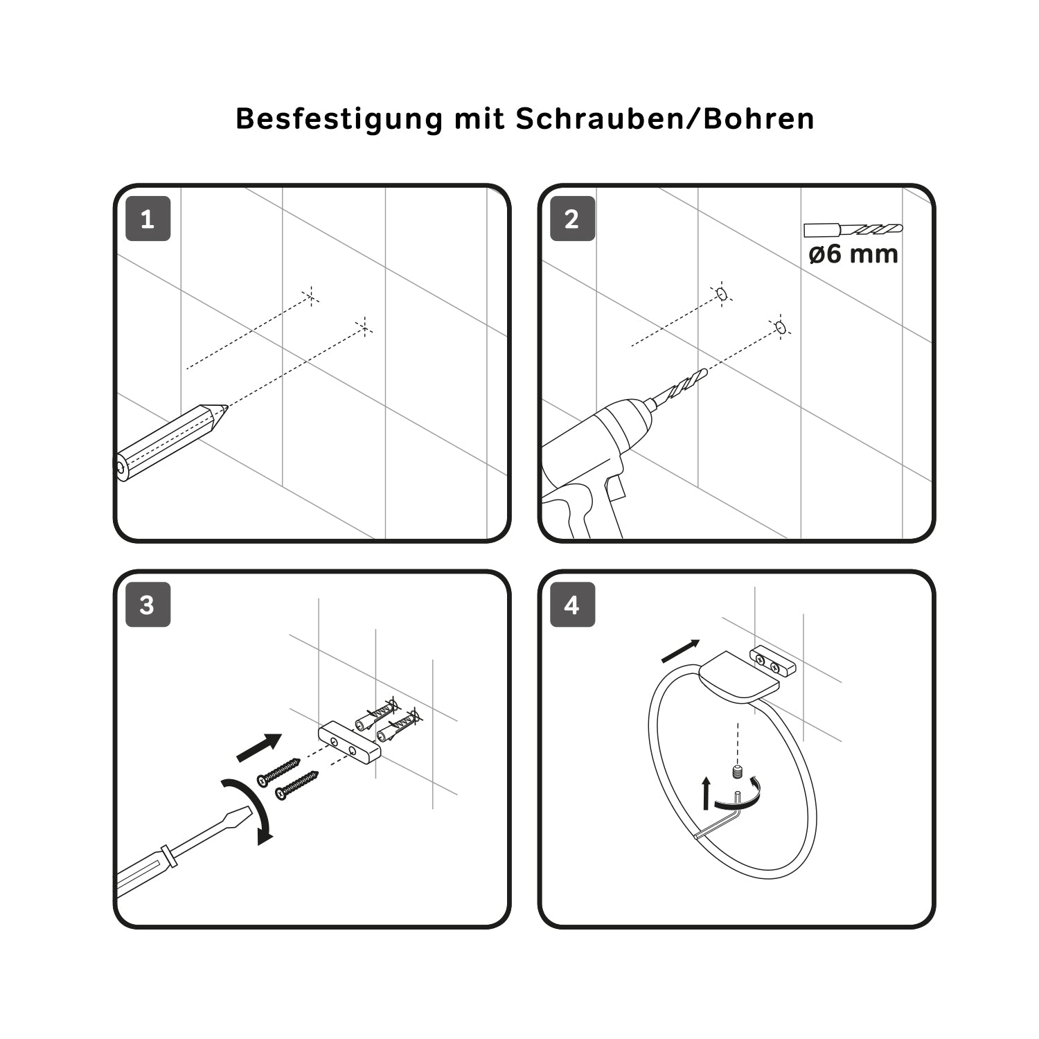 AIB34422 Handtuchring Inspire V2.0 Handtuchstange, Schwarz