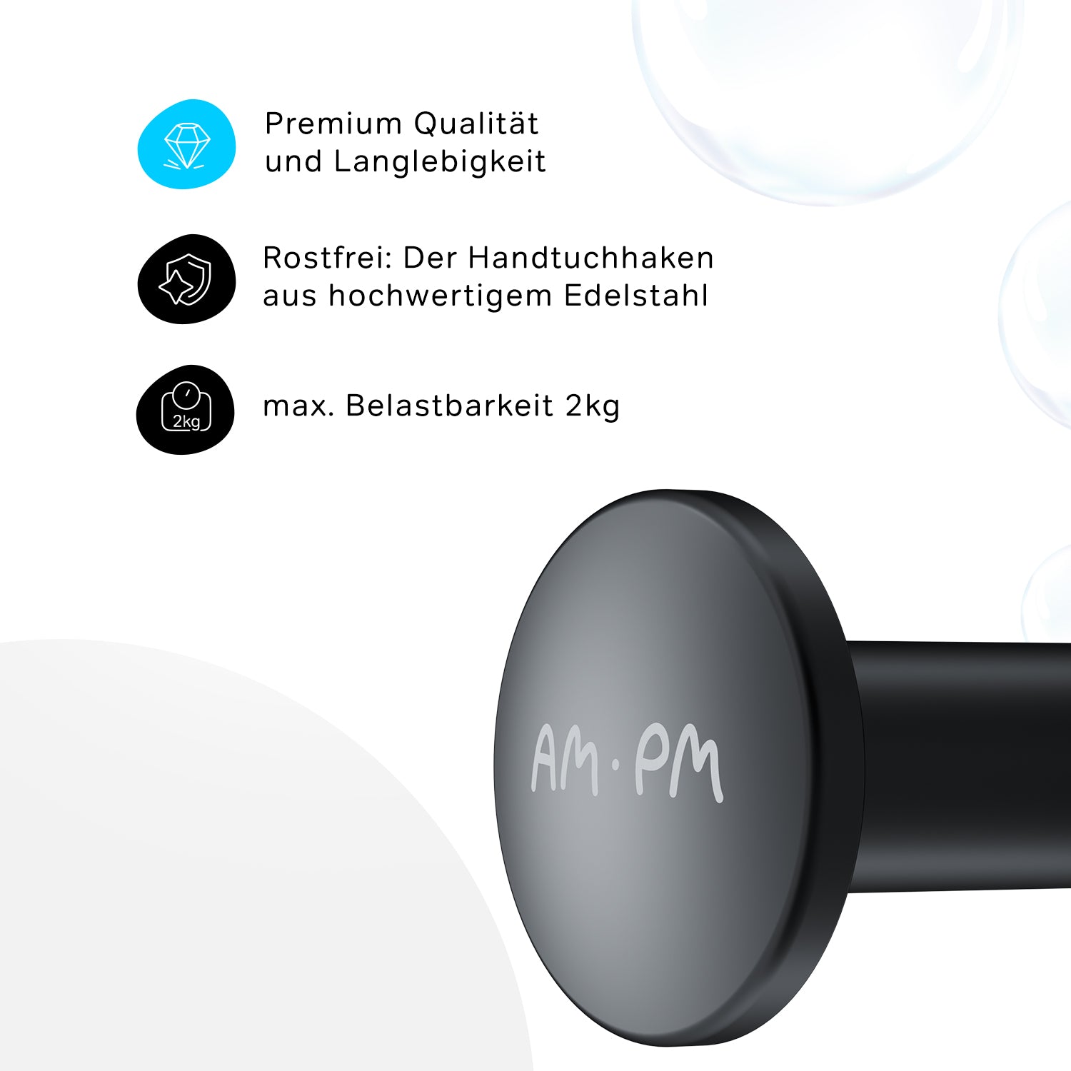 AIB35822 Handtuchhaken Inspire V2.0 Haken für Handtücher Kleiderhaken, Schwarz ampm-store.de