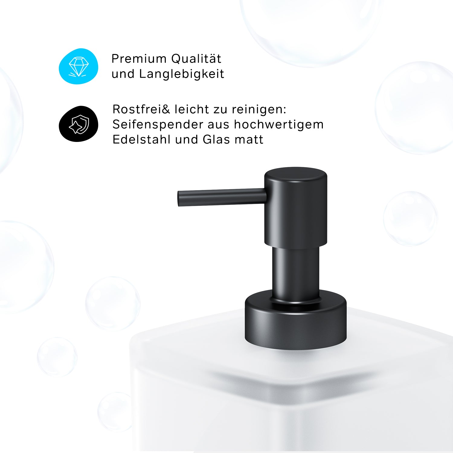 AIB36922 Seifenspender Inspire V2.0 Flüssigseifenspender aus Glas mit Wandhalterung, Schwarz ampm-store.de