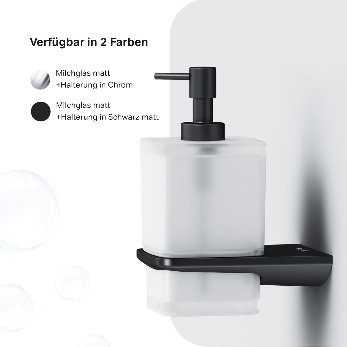 AIB36922 Seifenspender Inspire V2.0 Flüssigseifenspender aus Glas mit Wandhalterung, Schwarz ampm-store.de