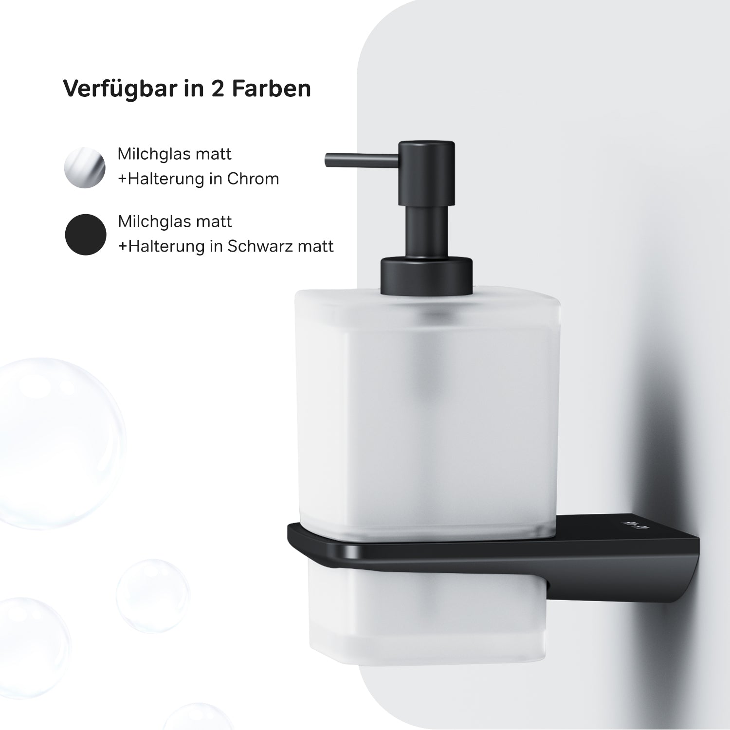 AIB36922 Inspire V2.0 Distributeur de savon liquide en verre avec support mural, noir