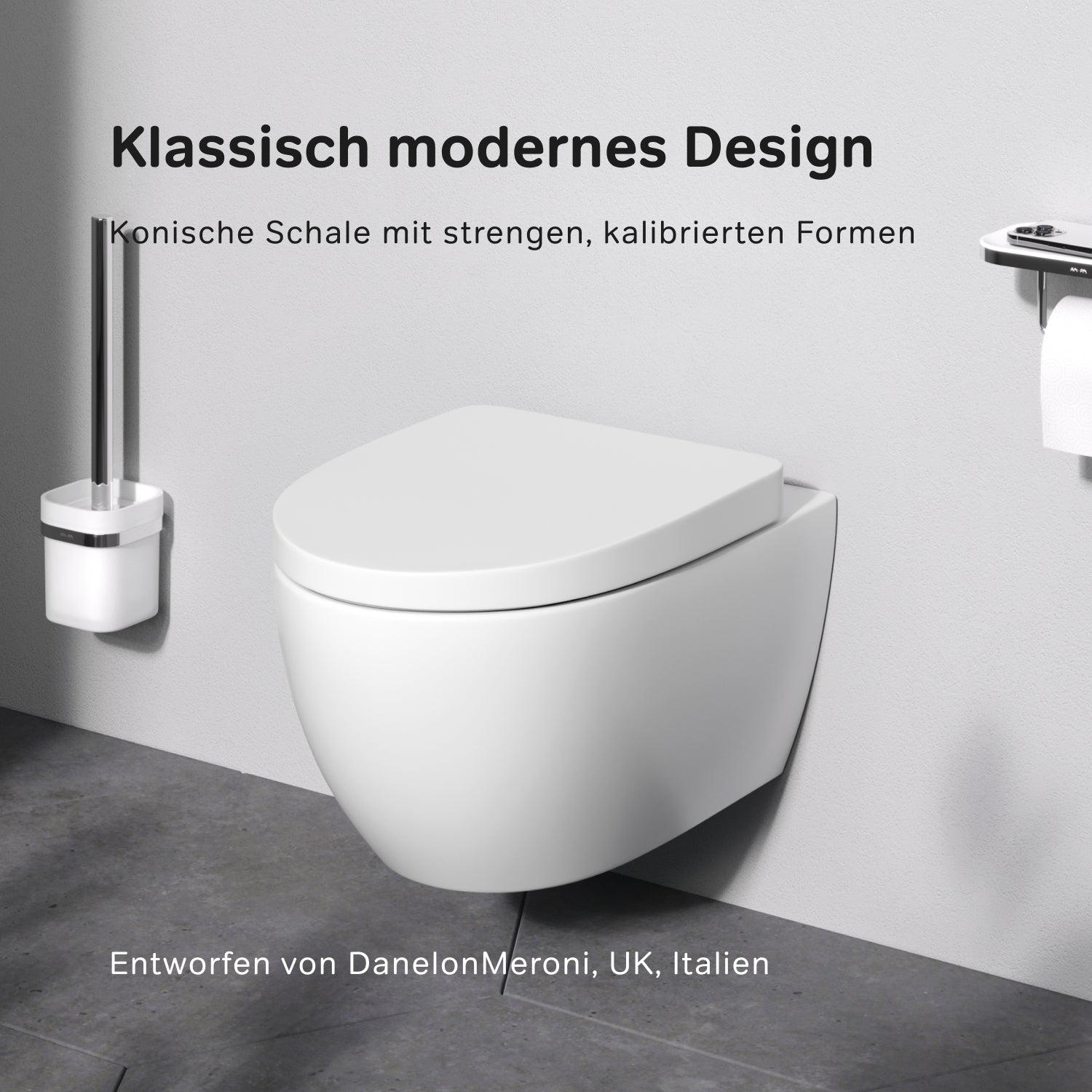 C531700SC Wand-WC mit Sitz Bliss FlashClean Tiefspül-WC Spülrandlos Hänge WC mit Toilettendeckel