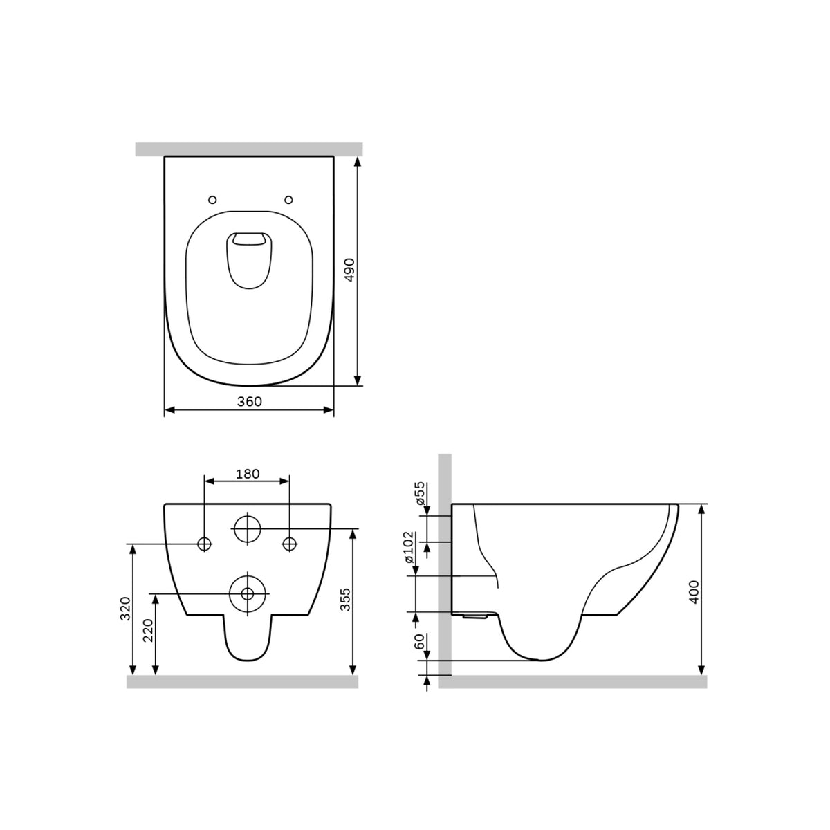 WC suspendu Above AquaSpin sans bride avec abattant–CAB1900PSC