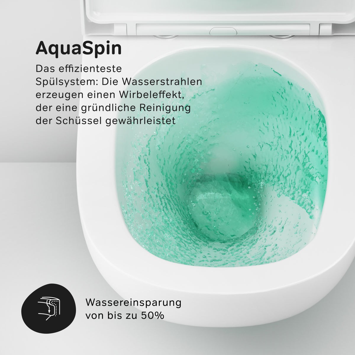 WC suspendu Above AquaSpin sans bride avec abattant–CAB1900PSC