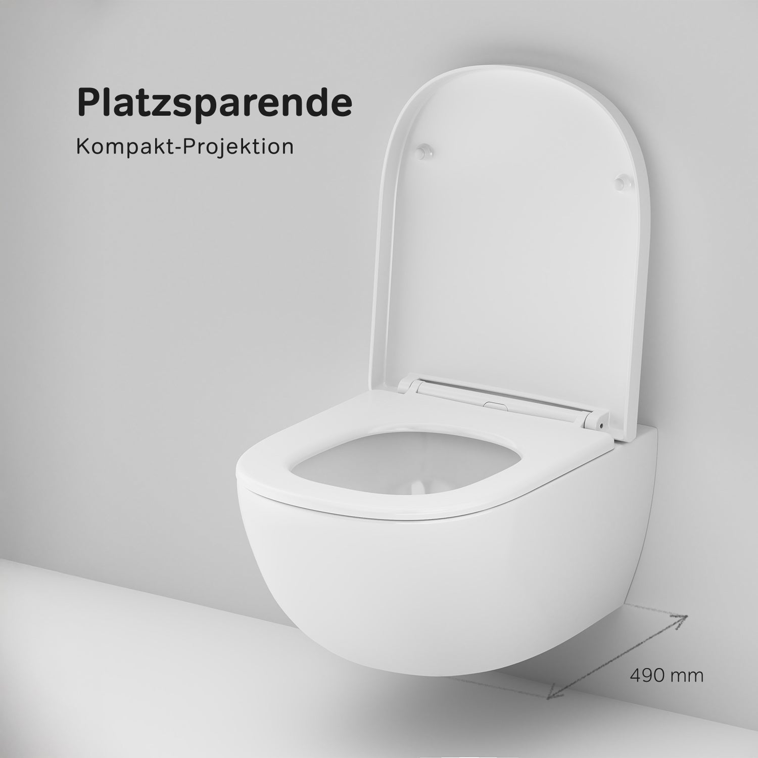 WC suspendu avec abattant CAB1900PSC. Compatible avec le système AquaSpin, WC à chasse d'eau profonde, sans bride, avec couvercle. 