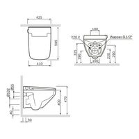 CCCPA1700SC Wand-WC mit TouchReel E-Sitz, Sitzheizung und Beleuchtung Inspire V2.0 FlashClean Tiefspül-WC Spülrandlos ampm-store.de