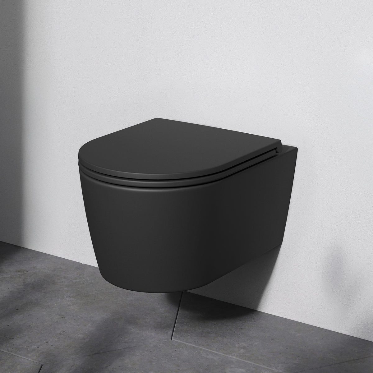 Wand-WC Func FlashClean spülrandlos mit WC-Sitz, Schwarz – CFA1700MBSC