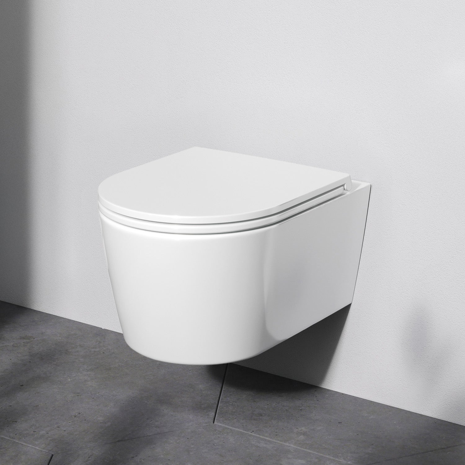 WC suspendu CFA1700SC avec siège WC à fond creux Func FlashClean, WC suspendu sans rebord avec abattant
