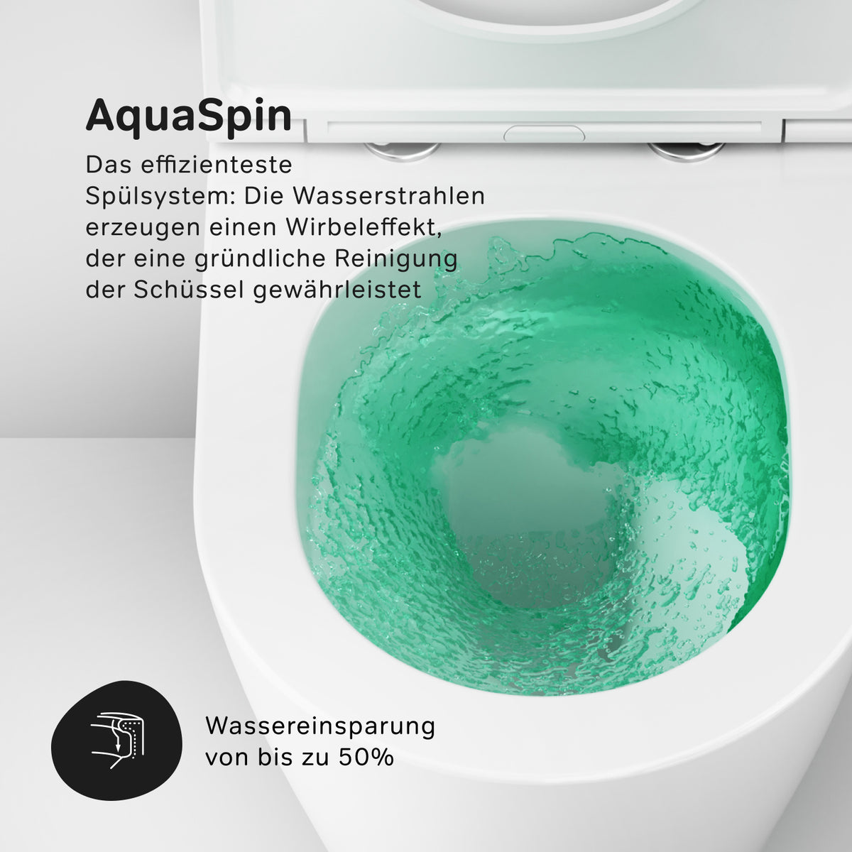 WC suspendu Func AquaSpin sans bride avec abattant–CFA1902PSC
