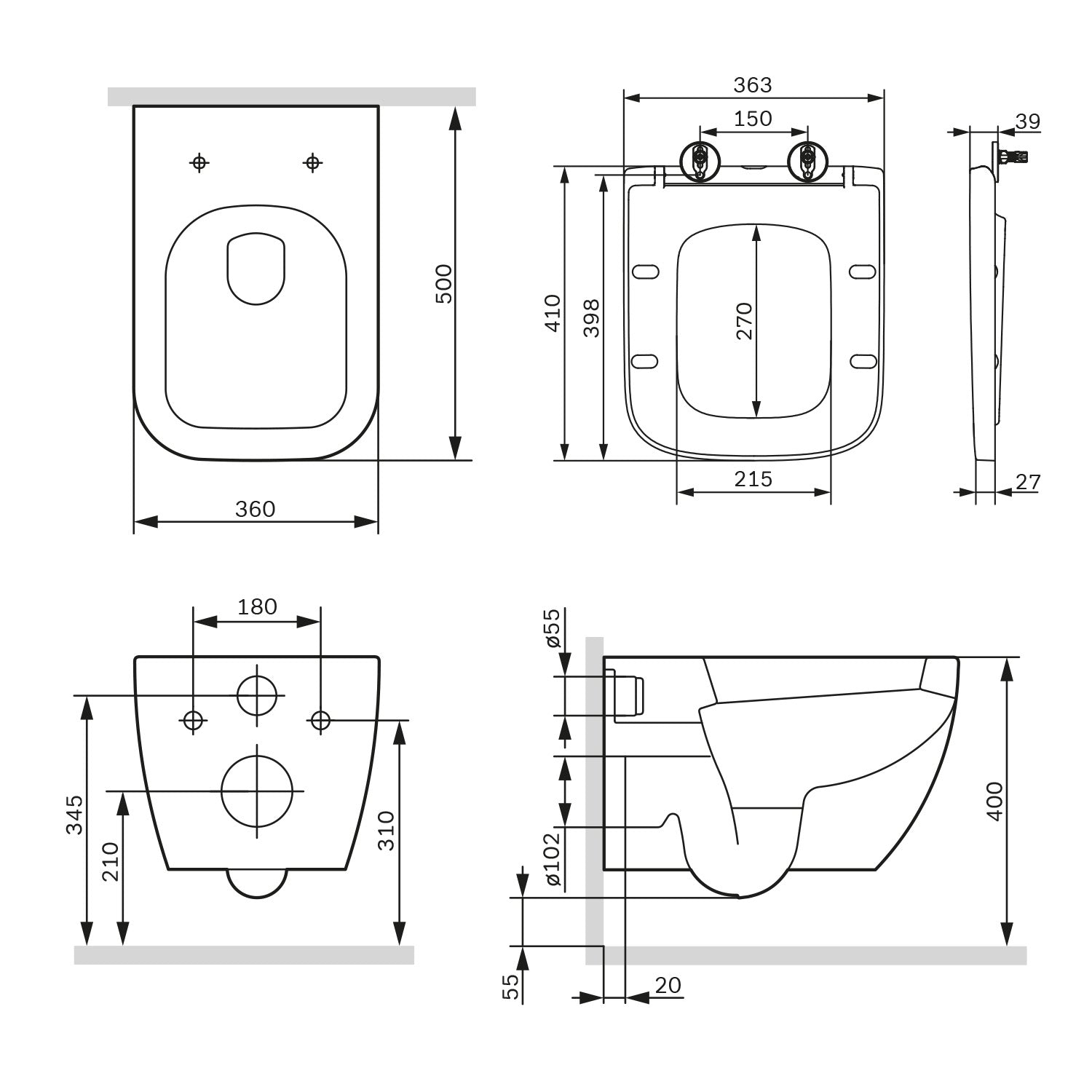 CGA1700SC Wand-WC mit Sitz Gem FlashClean Tiefspül-WC Spülrandlos Hänge WC mit Toilettendeckel ampm-store.de