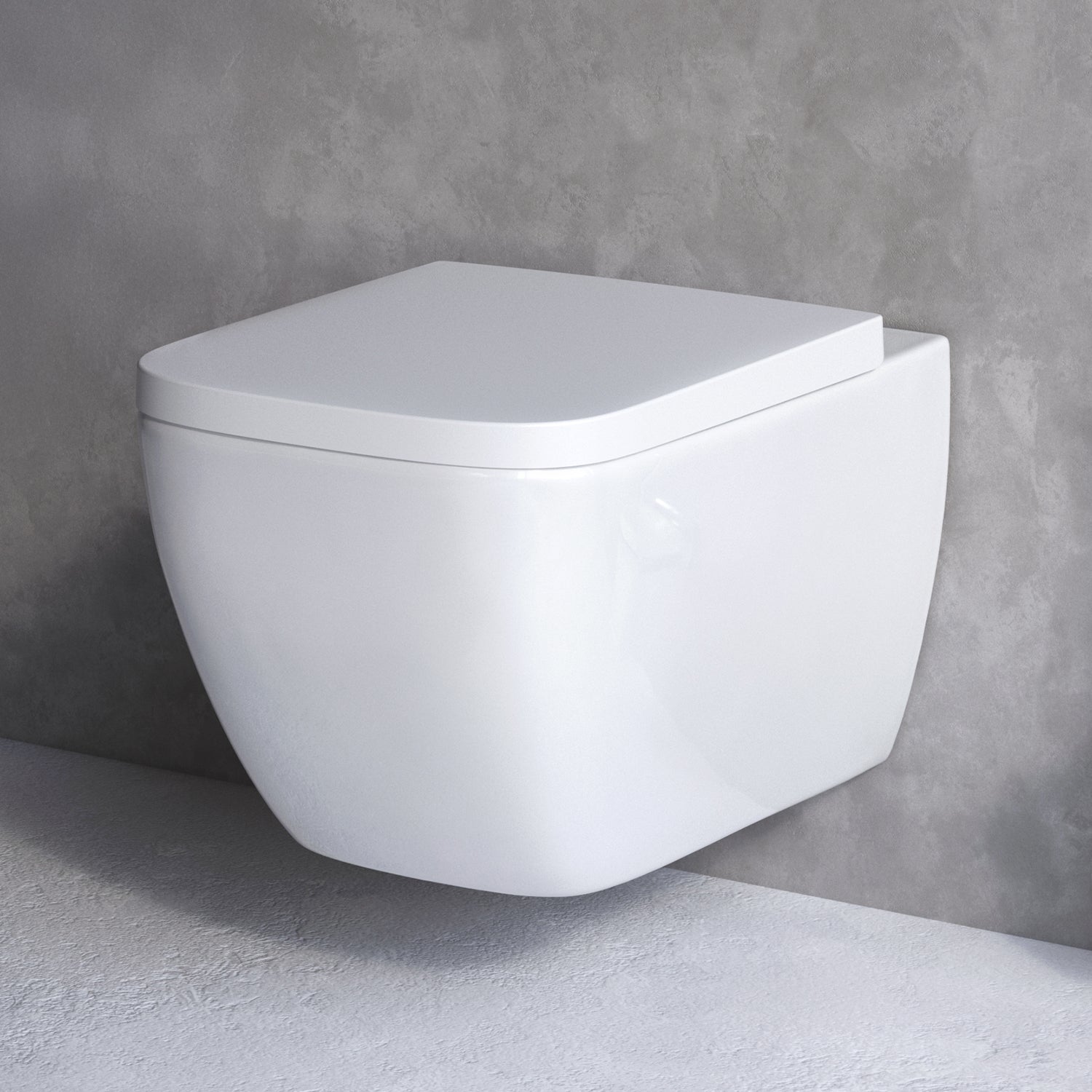 WC suspendu CGA1700SC avec siège WC à fond creux Gem FlashClean, WC suspendu sans rebord avec abattant