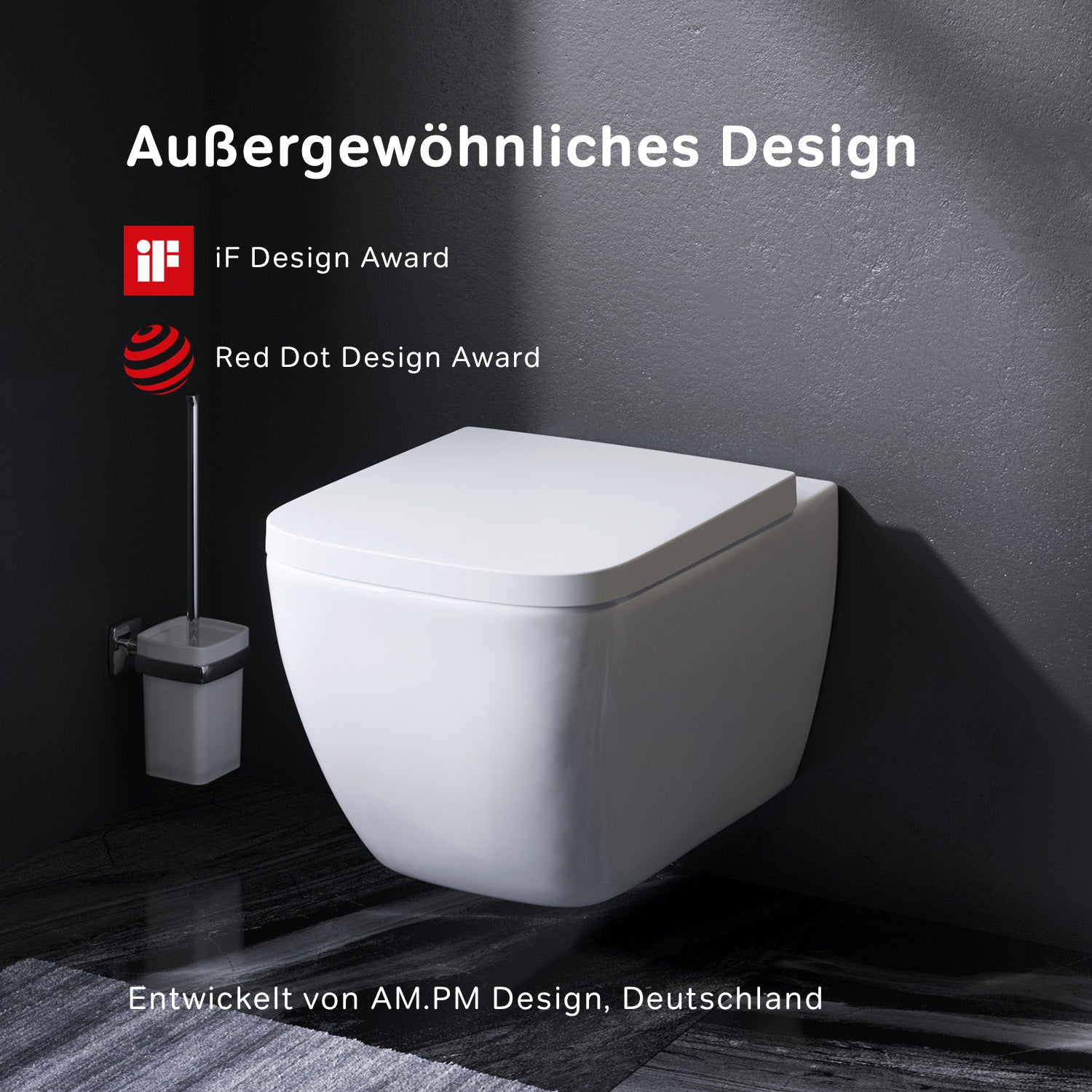 CGA1700SC Wand-WC mit Sitz Gem FlashClean Tiefspül-WC Spülrandlos Hänge WC mit Toilettendeckel ampm-store.de