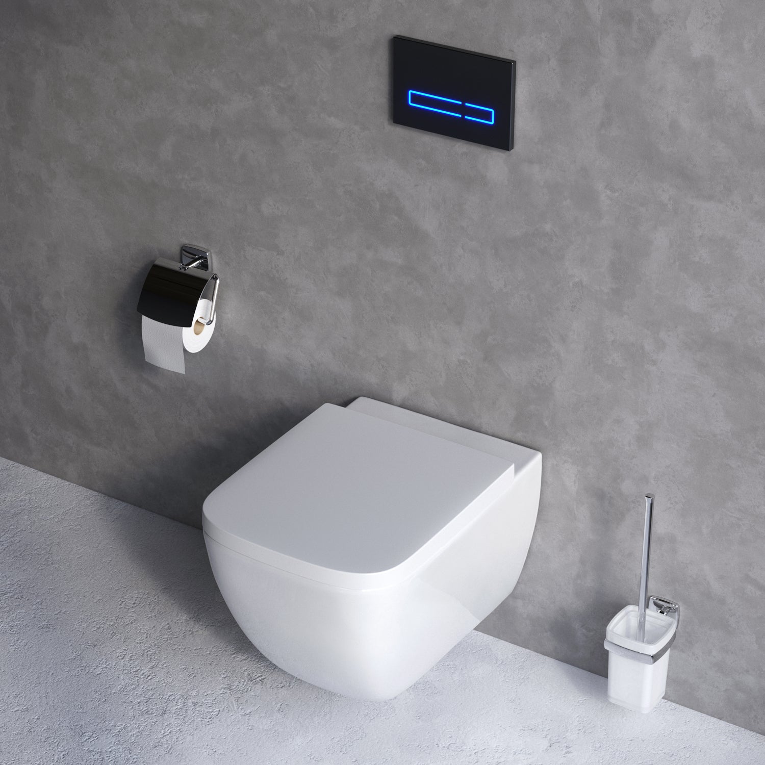 WC suspendu CGA1700SC avec siège WC à fond creux Gem FlashClean, WC suspendu sans rebord avec abattant