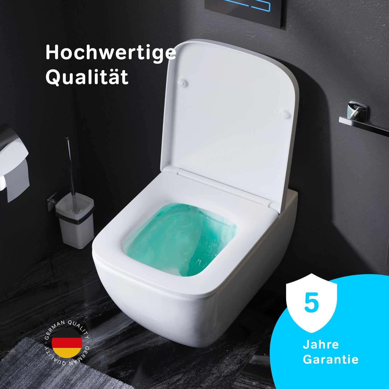 CGA1700SC Wand-WC mit Sitz Gem FlashClean Tiefspül-WC Spülrandlos Hänge WC mit Toilettendeckel ampm-store.de