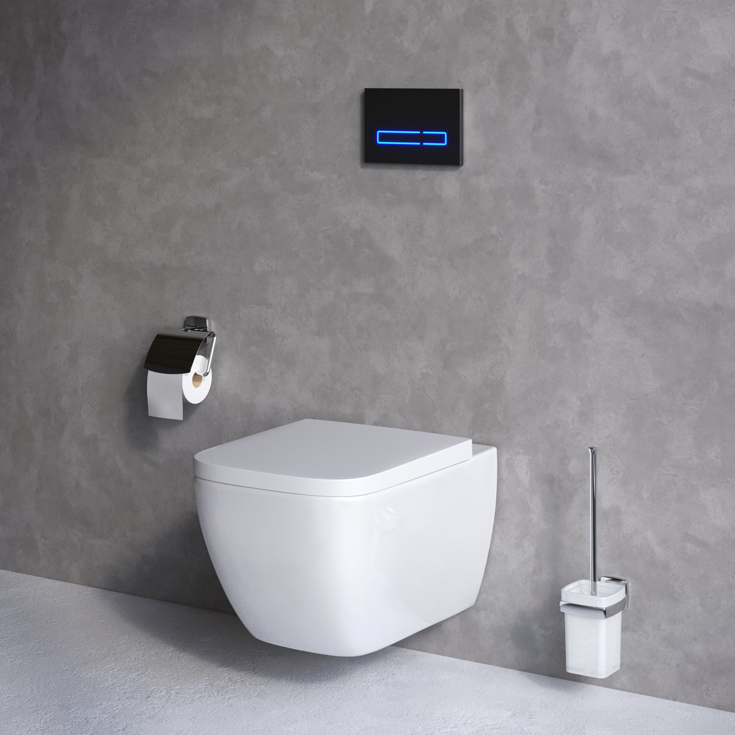 WC suspendu CGA1700SC avec siège WC à fond creux Gem FlashClean, WC suspendu sans rebord avec abattant