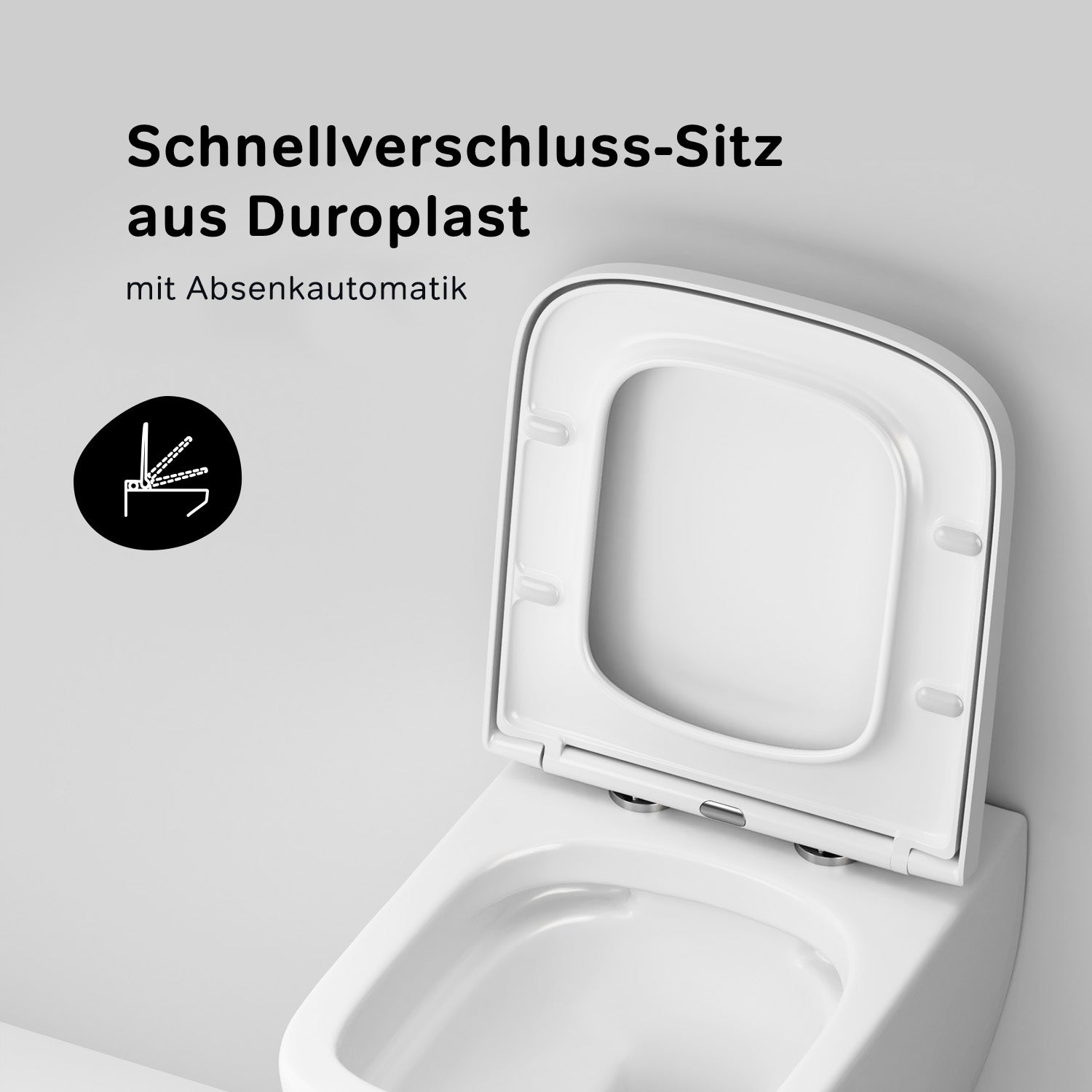 CGA1700SC Wand-WC mit Sitz Gem FlashClean Tiefspül-WC Spülrandlos Hänge WC mit Toilettendeckel ampm-store.de