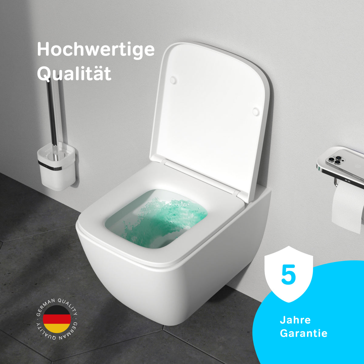Toilettes suspendues sans bride Gem AquaSpin avec abattant–CGA1901PSC