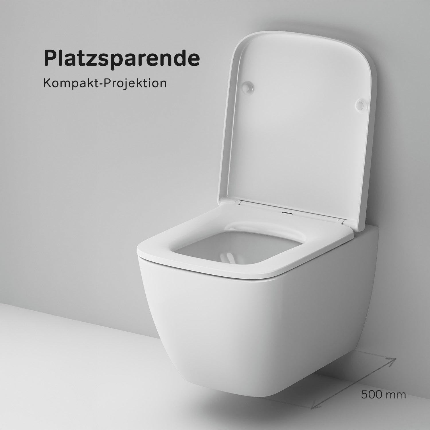 CGA1901PSC Wand-WC mit Sitz Gem AquaSpin Tiefspül-WC Spülrandlos Hänge WC mit Toilettendeckel