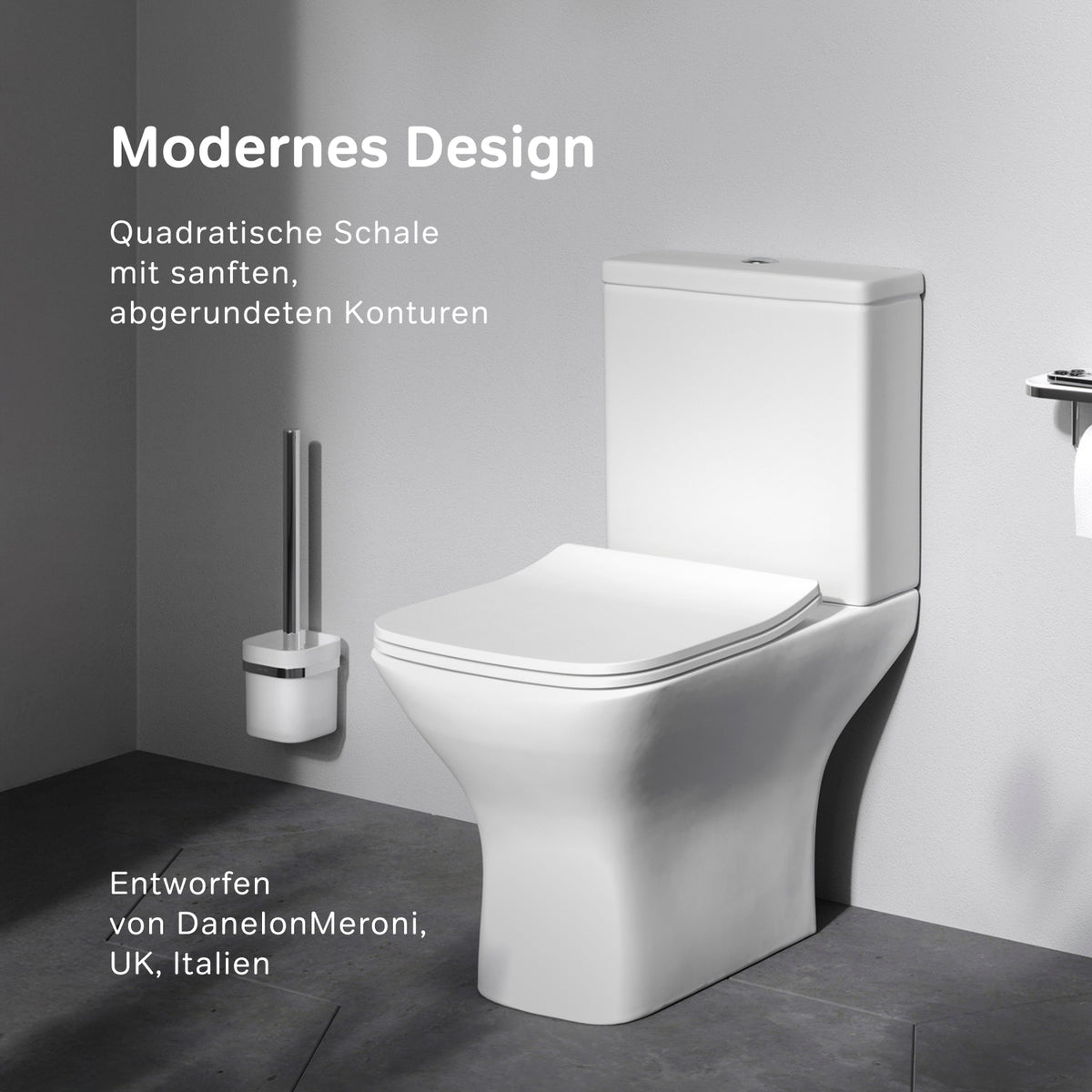 WC sur pied Gem avec sortie murale horizontale (PK) , sans bride et abattant à fermeture amortie–CGA8601PSC
