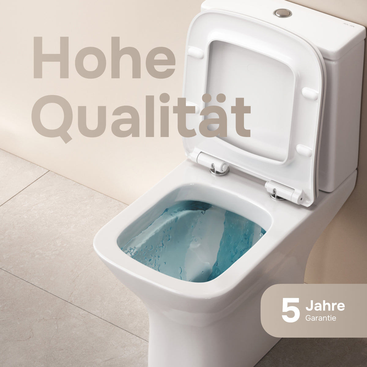 WC sur pied Gem avec sortie murale horizontale (PK) , sans bride et abattant à fermeture amortie–CGA8601PSC